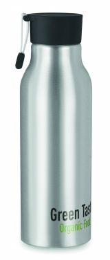 Logo trade promotional gifts image of: Single-walled 500 ml aluminum bottle with a PP cap and a silicone strap