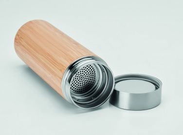Logo trade business gifts image of: Double wall bamboo flask 400ml