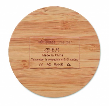Logo trade business gifts image of: Wireless charger bamboo 5W