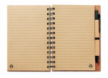 Logo trade promotional giveaways picture of: Bamboo notebook with pen lined BAMBLOC
