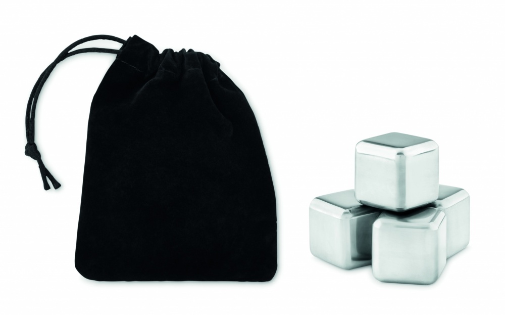 Logo trade promotional items picture of: Set of 4 SS ice cubes in pouch
