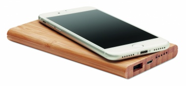 Logo trade promotional products image of: Wireless power bank in bamboo 6000mAh ARENA