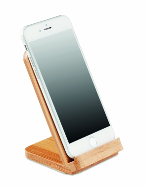 Logo trade corporate gift photo of: Bamboo wireless charge stand 5W WIRESTAND