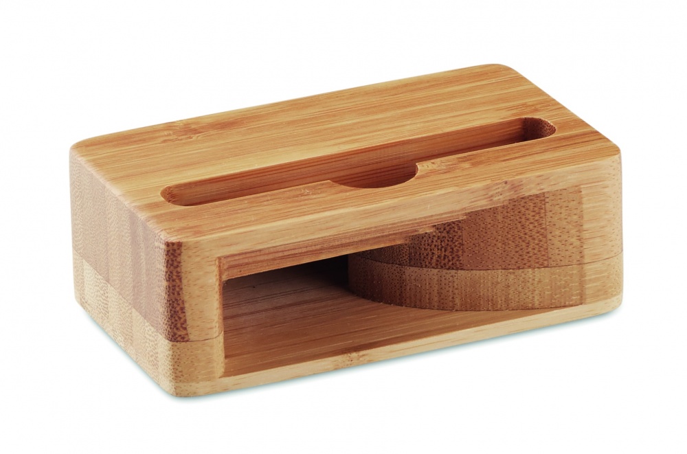 Logo trade corporate gifts image of: Bamboo phone stand-amplifier CARACOL