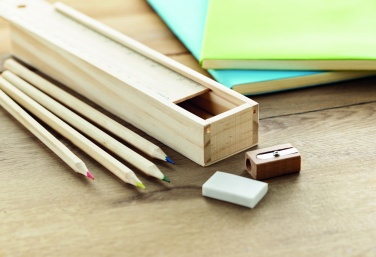 Logo trade advertising products picture of: Stationery set in wooden box