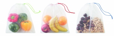 Logo trade promotional merchandise picture of: Set of 3 RPET mesh food bags