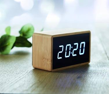 Logotrade promotional items photo of: LED alarm clock bamboo casing Düsseldorf