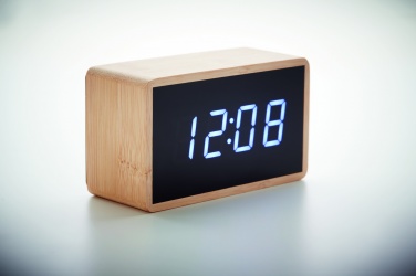 Logo trade advertising products picture of: LED alarm clock bamboo casing Düsseldorf