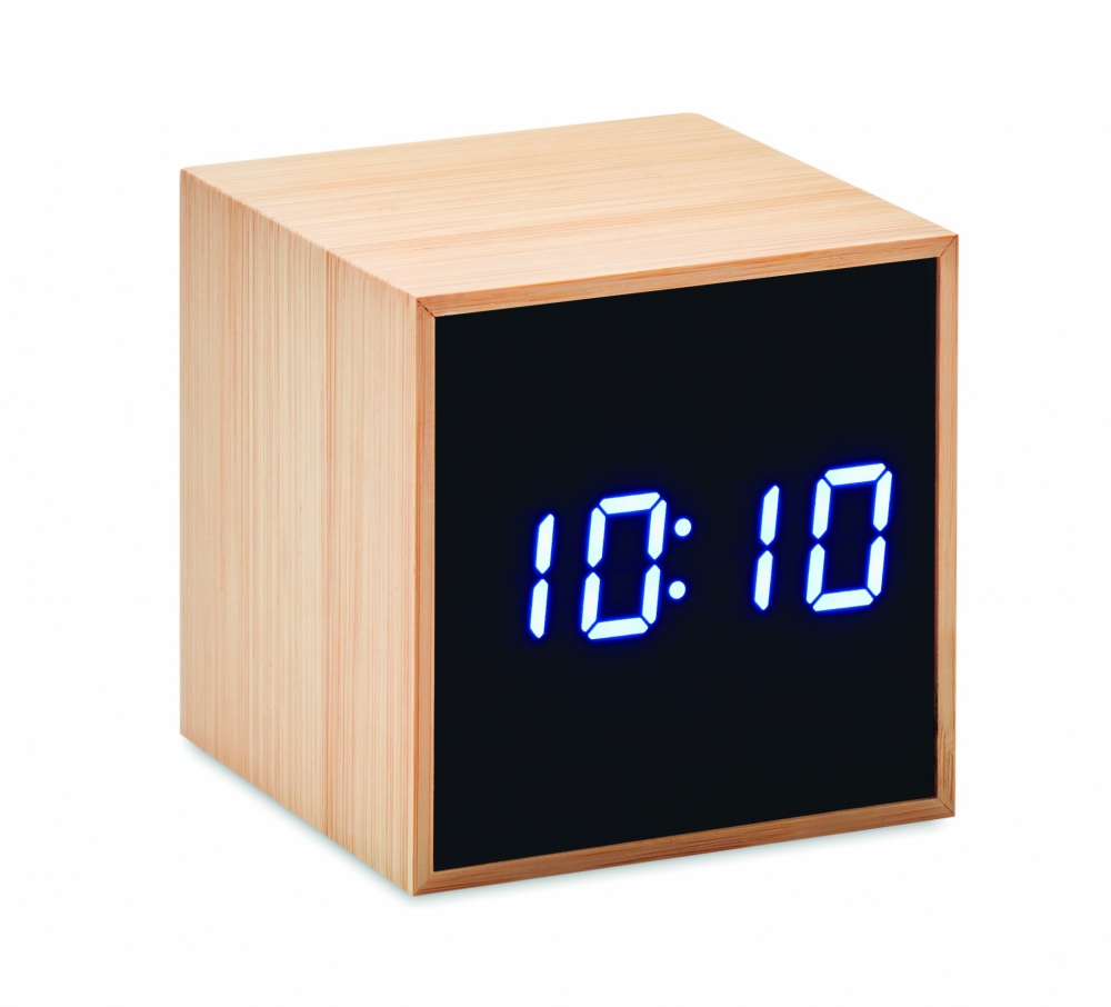 Logotrade business gift image of: LED alarm clock bamboo casing Dortmund