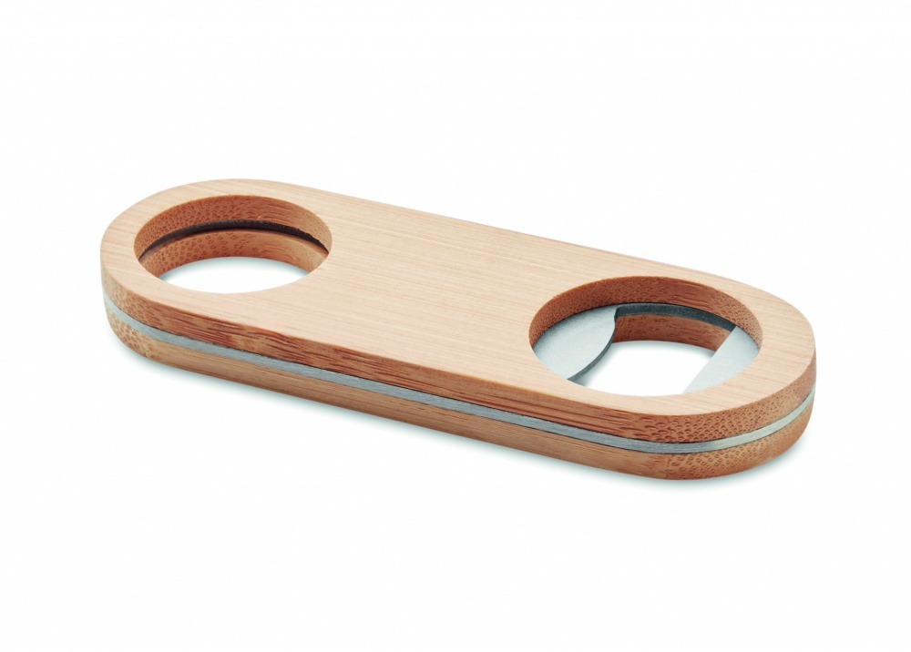 Logo trade promotional gift photo of: Oval Bamboo bottle opener VALBAMPER