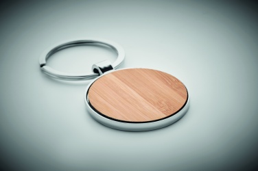 Logotrade promotional item picture of: Round key ring metal bamboo Dobele