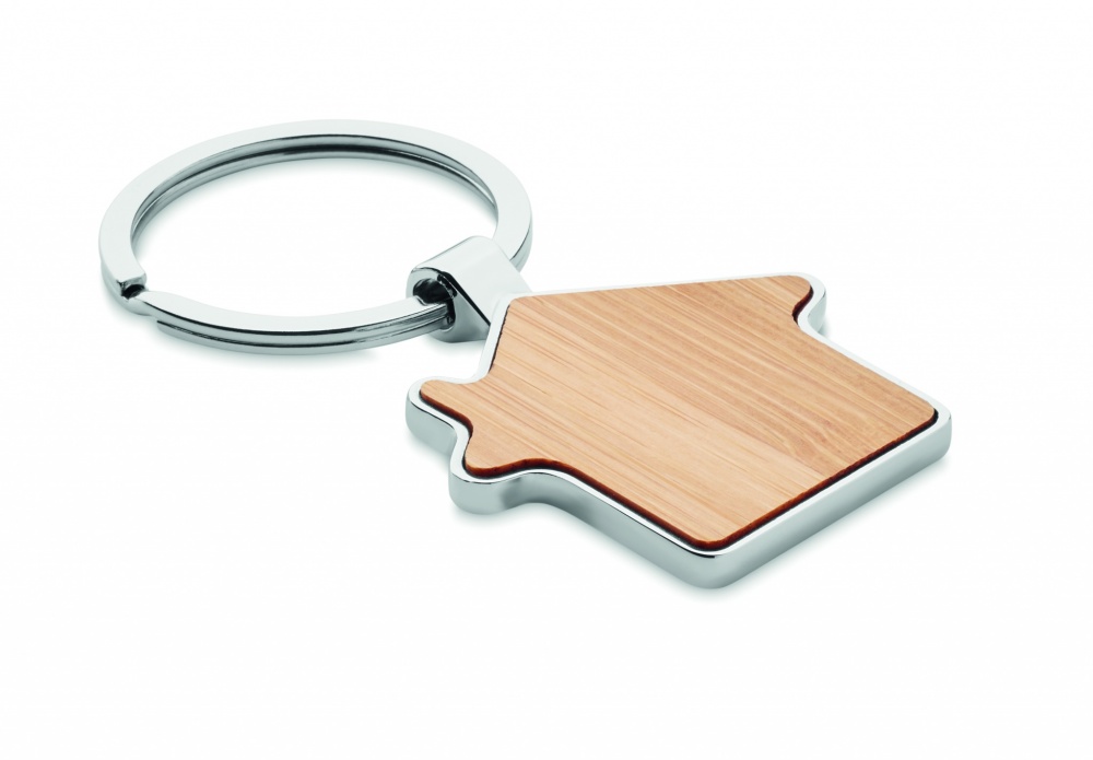 Logotrade promotional products photo of: House key ring metal bamboo NORDIC