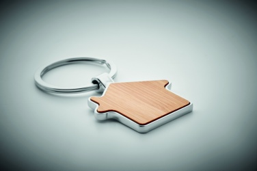 Logo trade corporate gift photo of: House key ring metal bamboo NORDIC