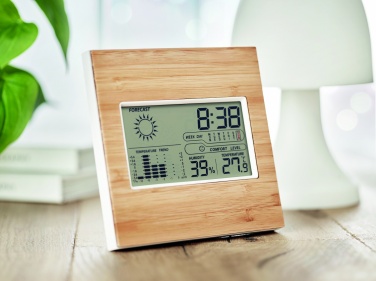 Logotrade advertising products photo of: Weather station bamboo front TURKU