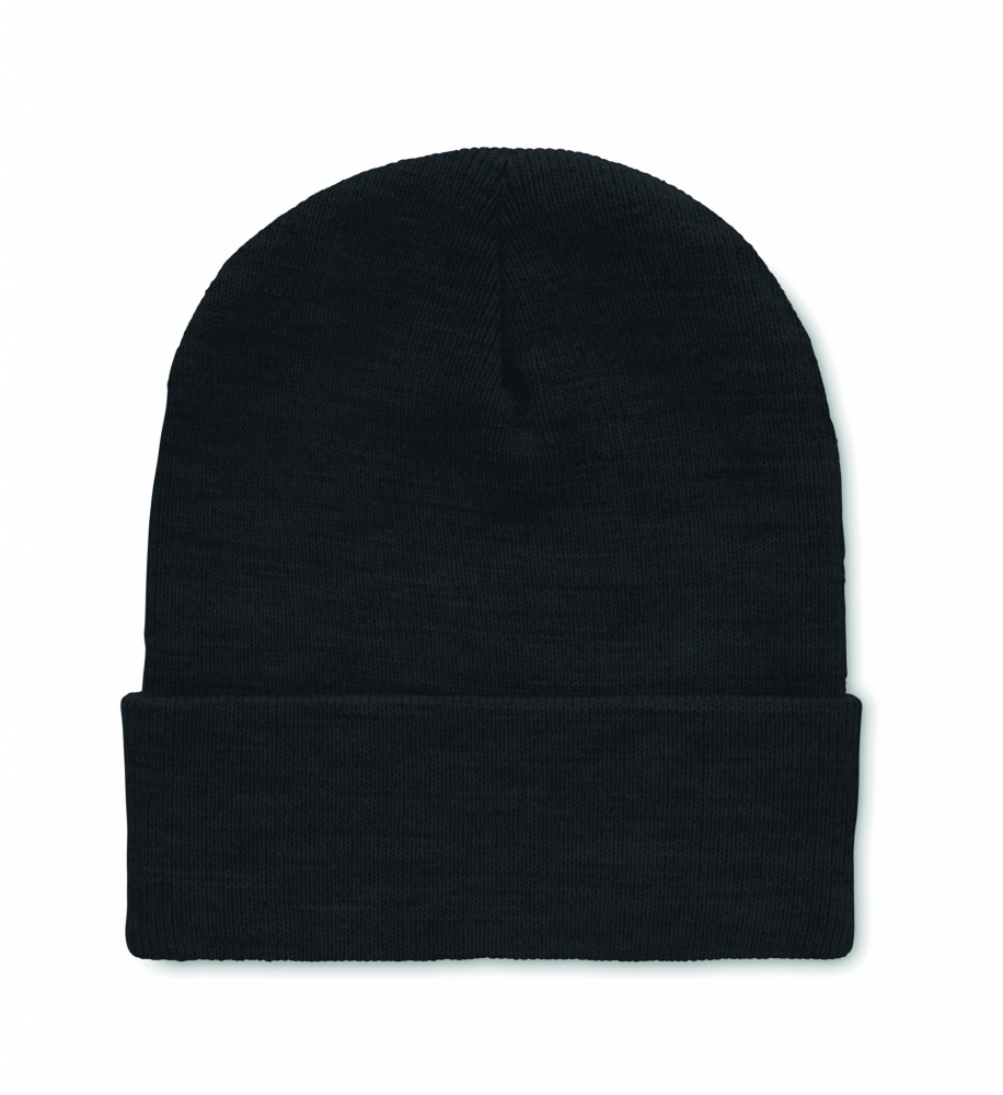 Logo trade business gifts image of: Beanie in RPET with cuff