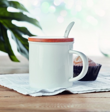 Logo trade promotional merchandise image of: Porcelain mug with spoon