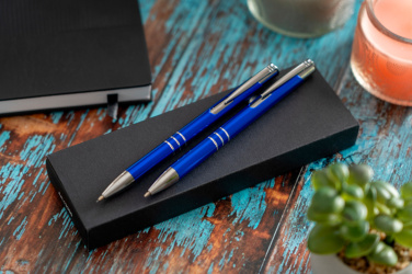 Logo trade promotional merchandise image of: Metal writing set CLAREMONT