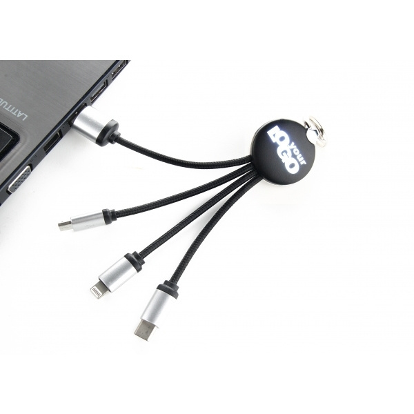 Logotrade promotional item image of: 3in1 cable with enlighted logo for engraving, RXD-368