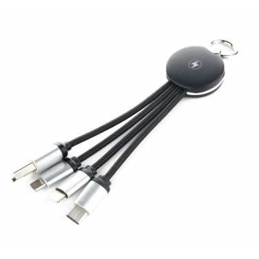 Logo trade business gifts image of: 3in1 cable with enlighted logo for engraving, RXD-368