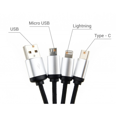 Logotrade promotional giveaway picture of: 3in1 cable with enlighted logo for engraving, RXD-368