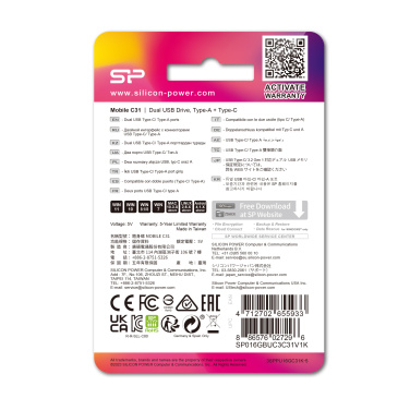 Logotrade corporate gift image of: Pendrive USB/type - C Silicon Power Mobile C31 3.0 OTG