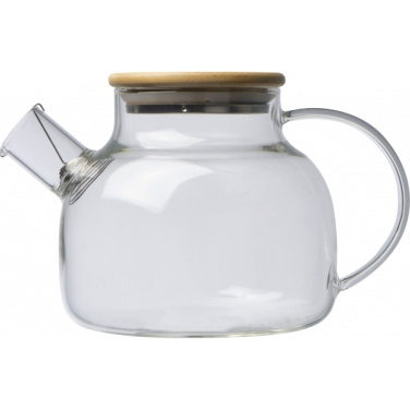Logo trade advertising products image of: Glass jug with bamboo lid FRANKFURT 1000ml