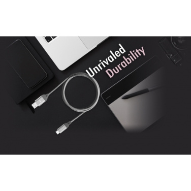 Logo trade advertising product photo of: Nylon data transfer cable LK30 Type - C Quick Charge 3.0