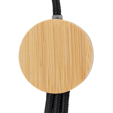 Logo trade promotional giveaway photo of: 3-in-1 cable with elighted logo in a wooden casing, LH-ZMU06