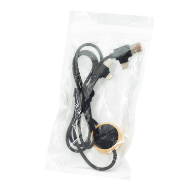 Logo trade promotional giveaways picture of: 4in1 long wooden cable with elighted logo for engraving