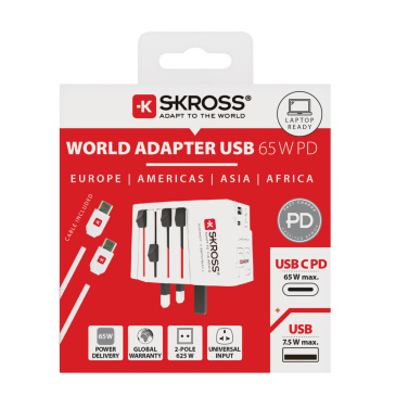 Logo trade corporate gifts picture of: SKROSS World Travel Adapter MUV 65W PD with USB C Cable