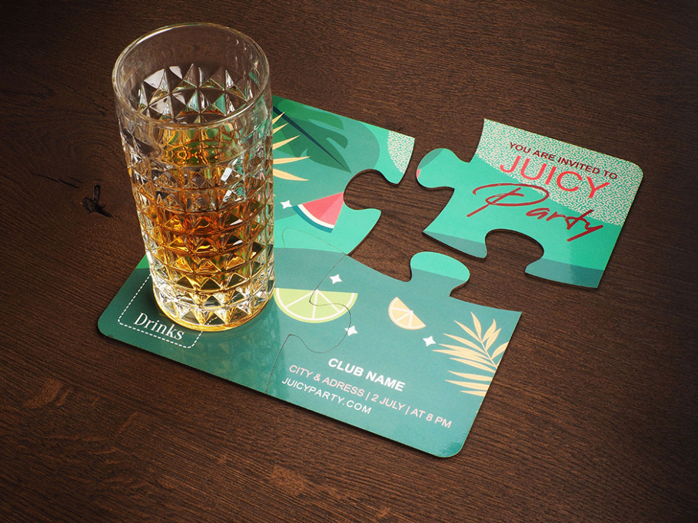 Logotrade promotional items photo of: Set of 4 PUZZLE glass coasters 1835117