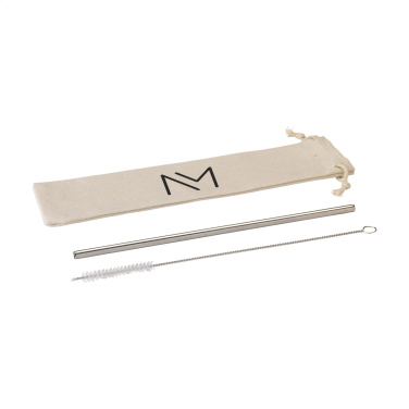 Logo trade promotional products image of: Reusable 1 piece ECO Straw Set stainless-steel straw