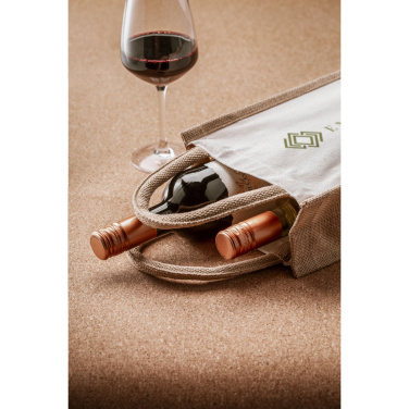 Logo trade business gift photo of: Jute Canvas Double Wine Bag