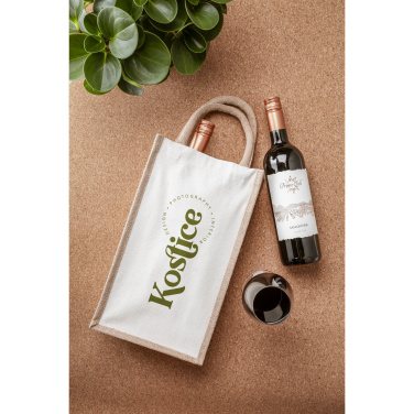 Logo trade advertising product photo of: Jute Canvas Double Wine Bag