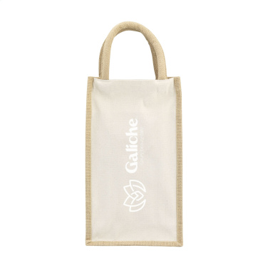 Logo trade promotional giveaway photo of: Jute Canvas Double Wine Bag