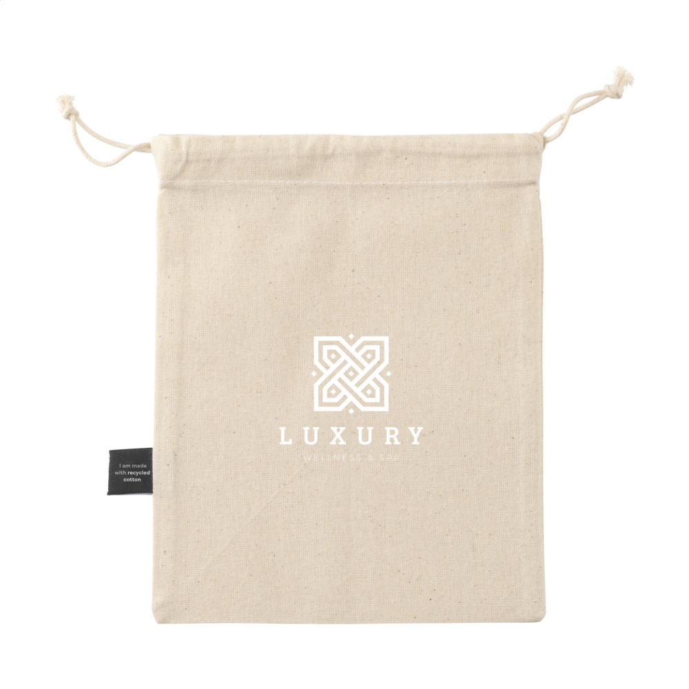 Logo trade corporate gifts image of: Gift Pouch Natural GRS Recycled Cotton (150 g/m²) S