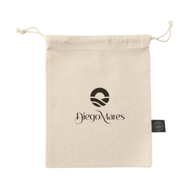 Logo trade promotional products image of: Gift Pouch Natural GRS Recycled Cotton (150 g/m²) S