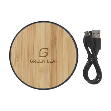 Logo trade promotional gifts picture of: Bamboo 10W Wireless Charger wireless fast charger