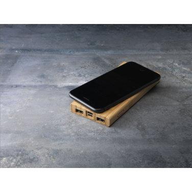 Logo trade promotional merchandise picture of: Bamboo 8000 Wireless Powerbank wireless charger
