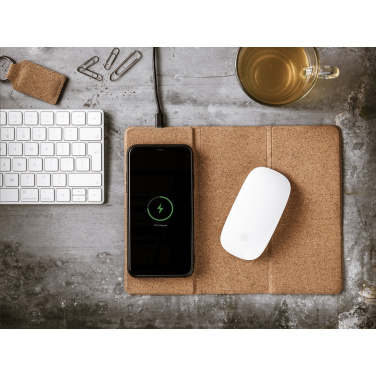 Logo trade promotional gifts picture of: Cork Wireless Charging Mousepad