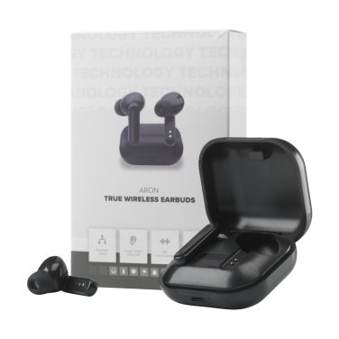 Logo trade promotional item photo of: Aron TWS Wireless Earbuds in Charging Case