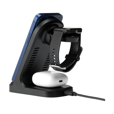 Logo trade promotional products image of: Triple-Up RCS Recycled ABS Wireless Charger Stand