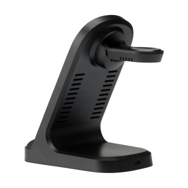 Logo trade promotional merchandise picture of: Triple-Up RCS Recycled ABS Wireless Charger Stand