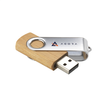 Logo trade advertising products picture of: USB Twist Bamboo 32 GB