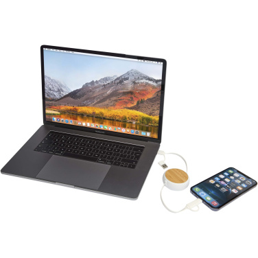 Logo trade promotional gifts image of: Chechia 5-in-1 recycled plastic 100 cm retractable data sync and 45W fast charge cable