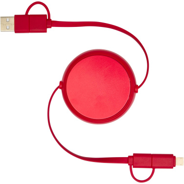 Logotrade promotional gifts photo of: Alasia 5-in-1 100 cm recycled plastic and aluminium retractable data sync and 45W fast charge cable