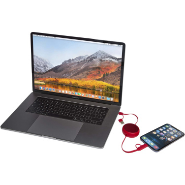 Logo trade corporate gift photo of: Alasia 5-in-1 100 cm recycled plastic and aluminium retractable data sync and 45W fast charge cable