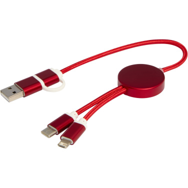Logo trade promotional products image of: Alasia 5-in-1 recycled aluminium and plastic 30 cm data sync and 27W fast charge cable