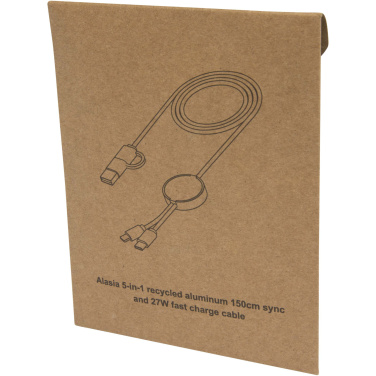 Logo trade promotional giveaways image of: Alasia 5-in-1 recycled aluminium and plastic 150 cm data sync and 27W fast charge cable