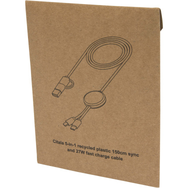 Logo trade business gift photo of: Citala 5-in-1 recycled plastic 150 cm data sync and 27W fast charge cable